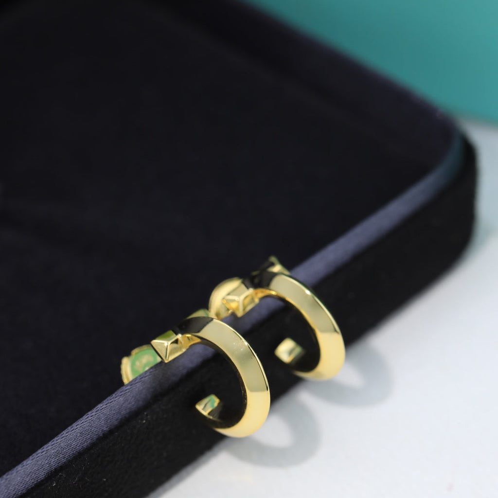 18K Celestial T Hoop Earrings