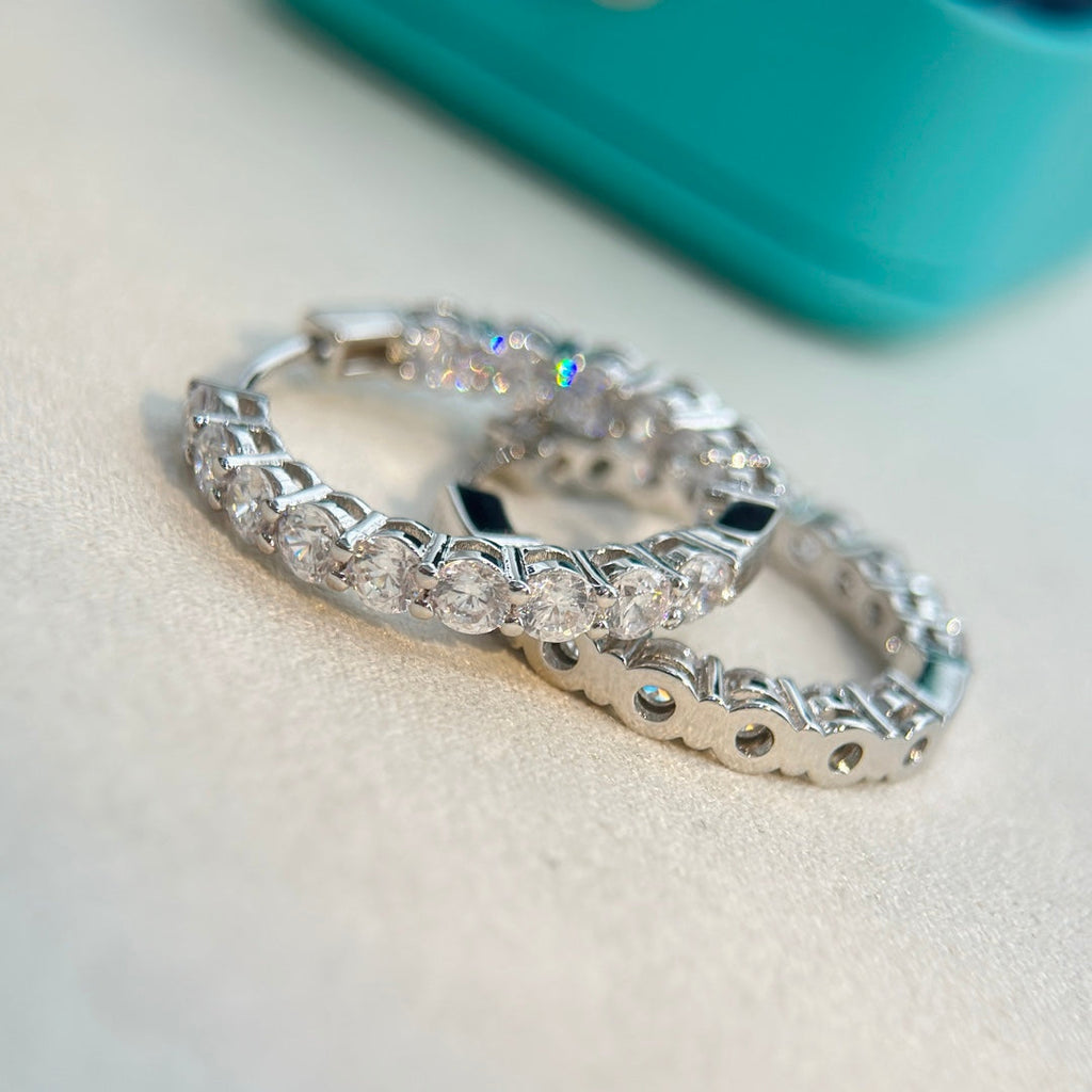 18K Celestial T Hoop Diamonds Earrings