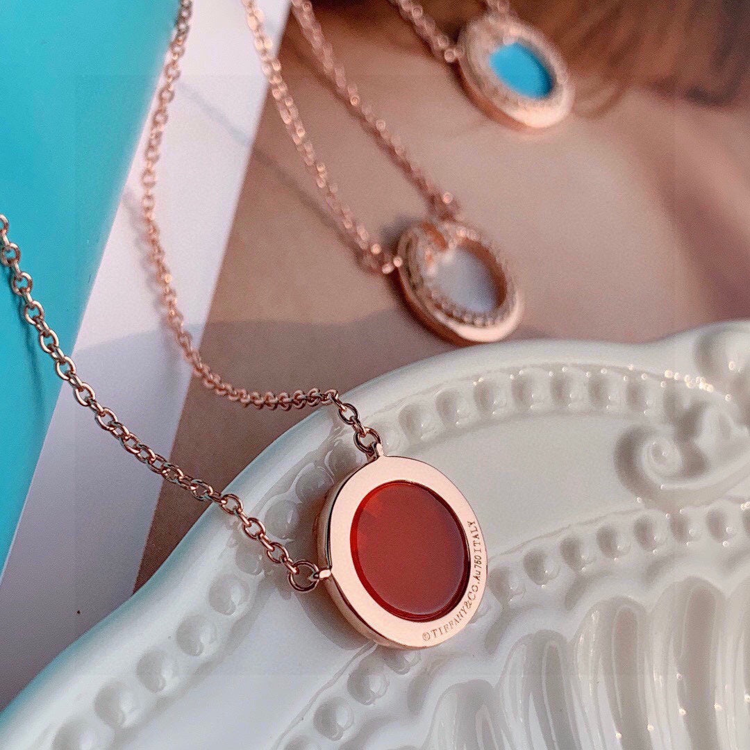 18K Celestial T Diamond & Turquoise Circle Pendant Necklace
