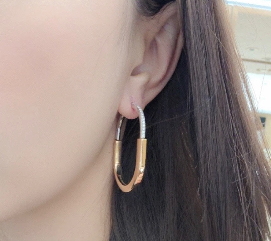 18K Celestial T Lock Diamond Earrings