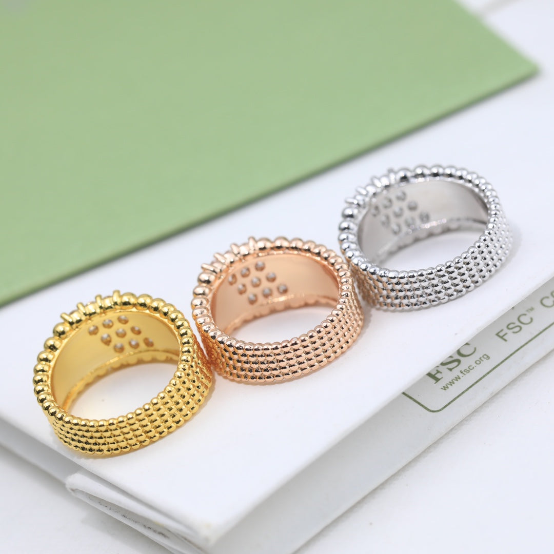 18K Celestial Perl̩e Diamonds Five Rows Ring