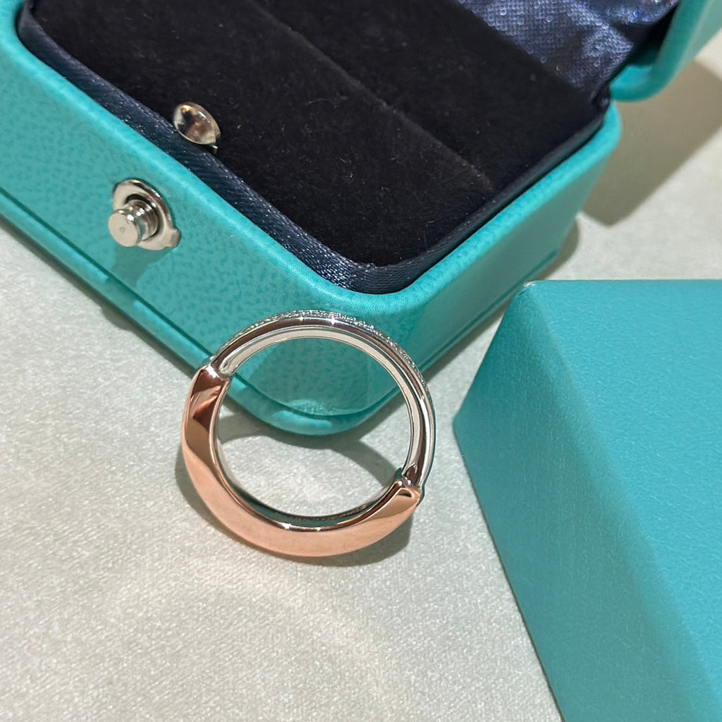 18K Celestial T Lock Diamond Rose Gold Ring