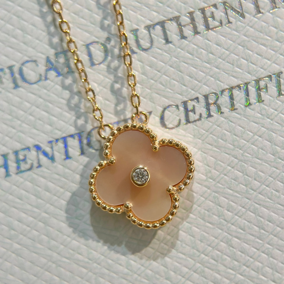 18K Celestial Sweet Alhambra Pink Clover Necklace