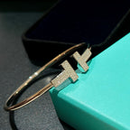 18K Celestial T Wide Diamond Wire Bracelet