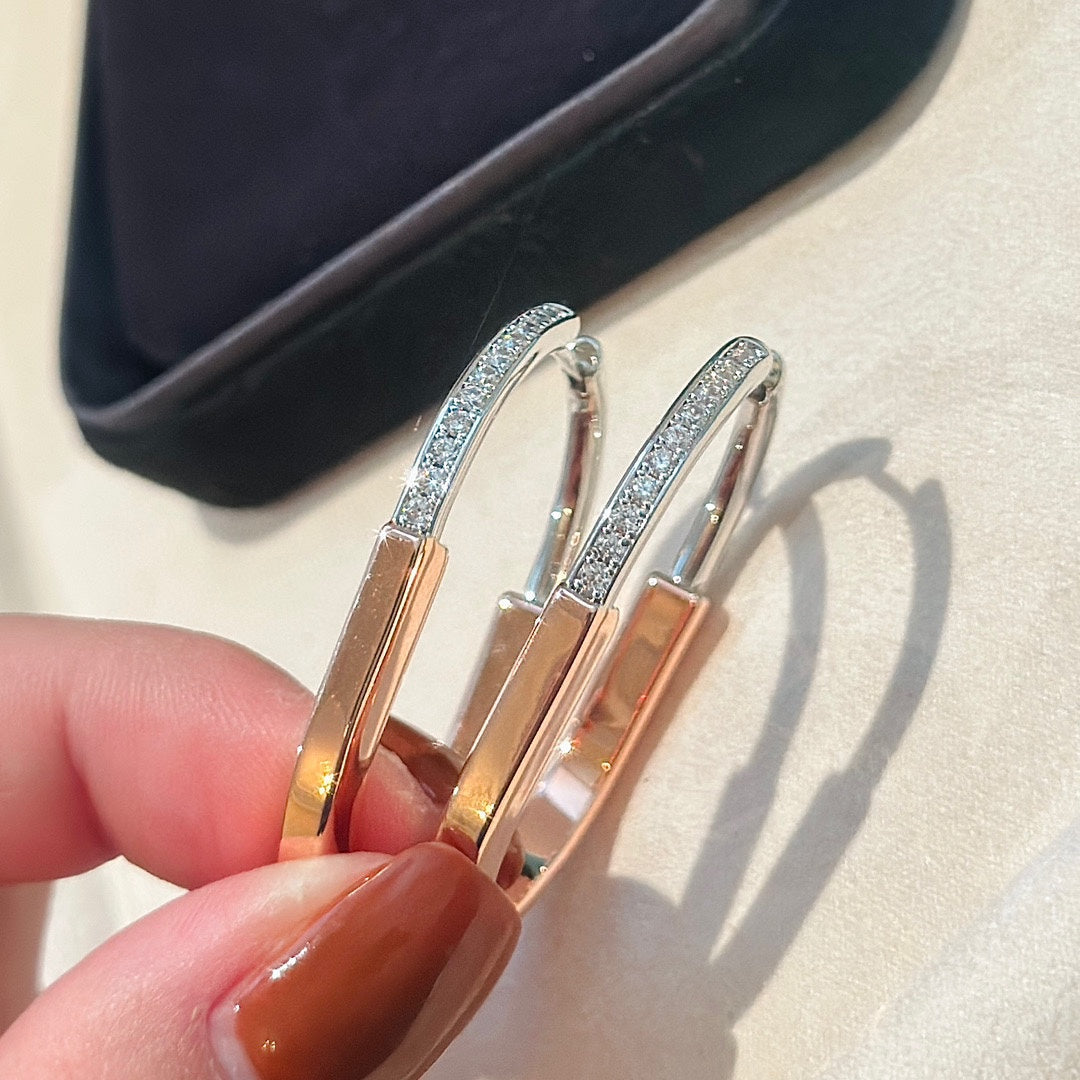 18K Celestial T Lock Diamond Earrings