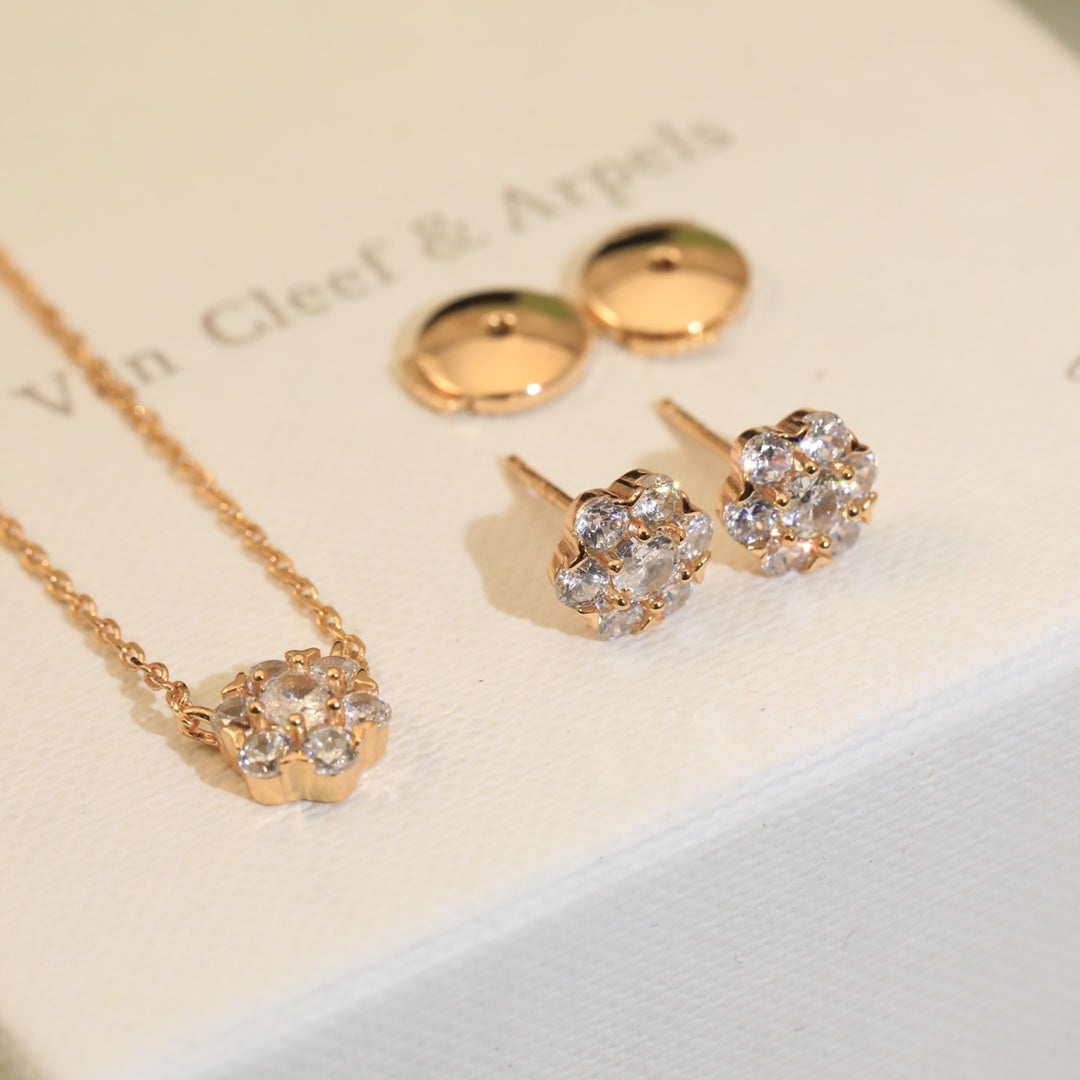 18K Celestial Flower Crystal Earrings