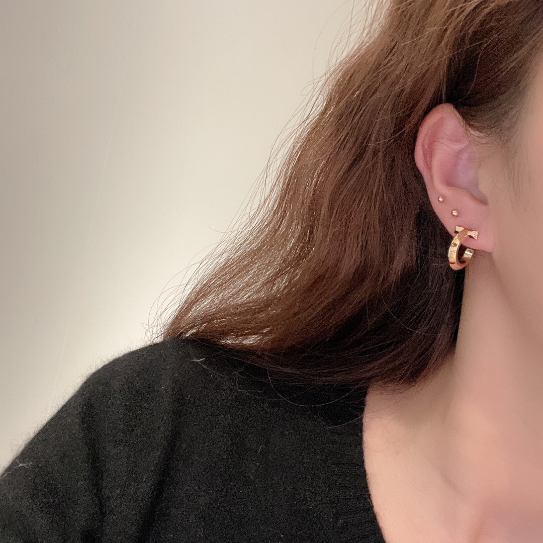 18K Celestial T Hoop Earrings