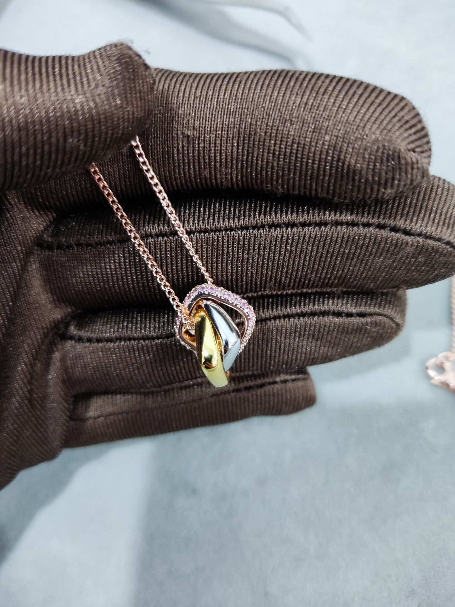 18K Celestial Trinity Pink Diamond Necklace