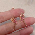 18K Celestial T Knot Pink Diamonds Earrings