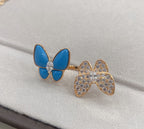 18K Celestial Two Butterfly Between the Finger Turquoise Ring