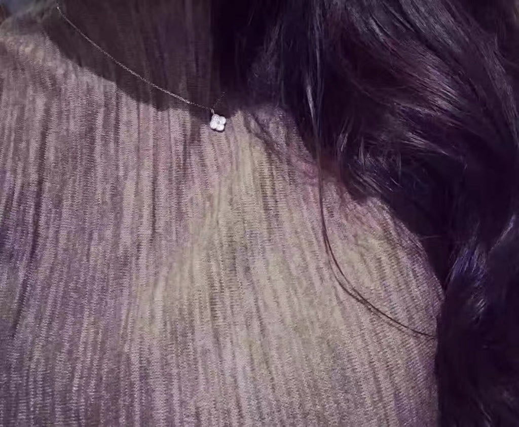 18K Celestial Sweet Alhambra Diamond Clover Necklace