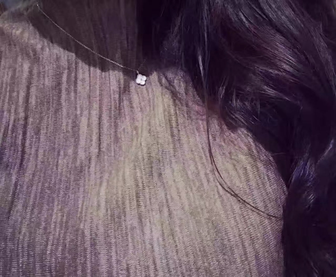 18K Celestial Sweet Alhambra Diamond Clover Necklace