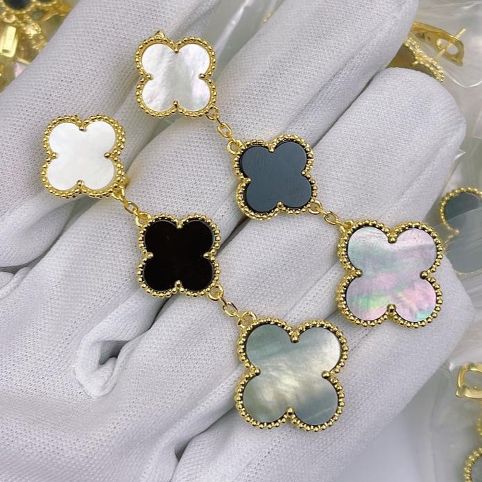 18K Celestial Magic Alhambra Three Pearls Motifs Earrings