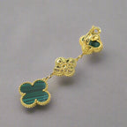 18K Celestial Magic Alhambra Three Malachite Motifs Clover Earrings