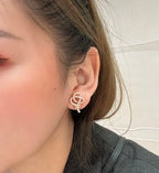 18K Celestial T Keys Woven Diamond Earrings