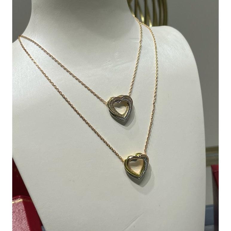 18K Celestial Trinity Heart Full Diamond Necklace