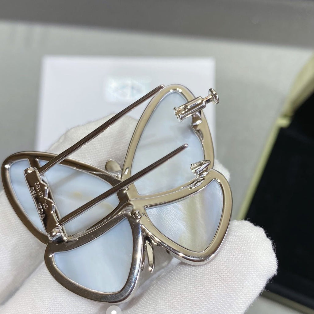 18K Celestial Grey Fritillary Butterfly Brooch