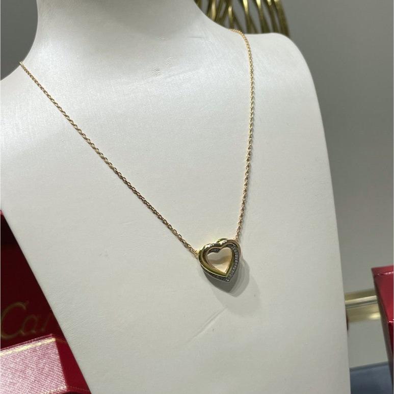 18K Celestial Trinity Heart Diamond Necklace