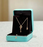 18K Celestial T Keys Woven Pink Diamonds Medium Necklace