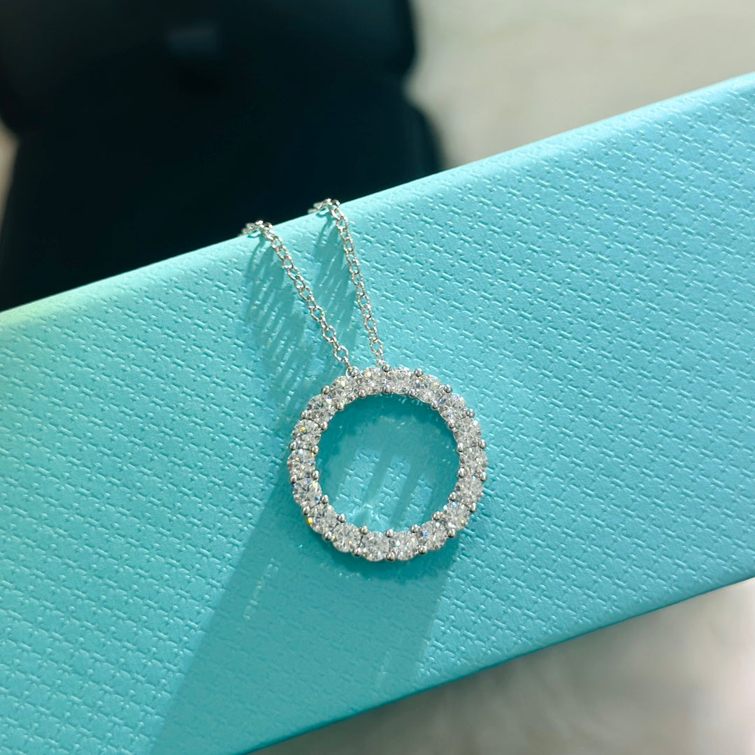 18K Celestial T Circle Diamonds Necklace