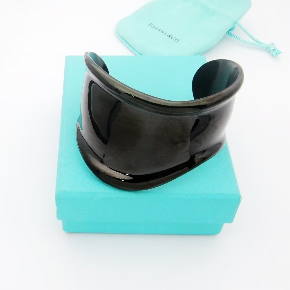 18K Celestial T Elsa Peretti Small Bone Cuff Black Bracelet