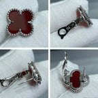 18K Celestial Vintage Alhambra Carnelian Earrings