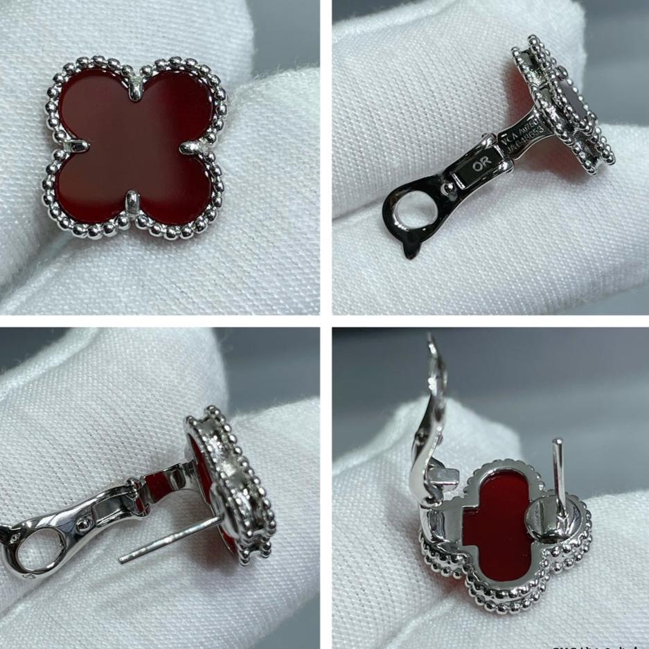 18K Celestial Vintage Alhambra Carnelian Earrings