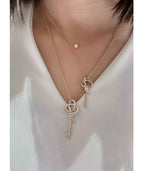 18K Celestial T Keys Woven Diamonds Medium Necklace