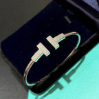 18K Celestial T Wide Diamond Wire Bracelet