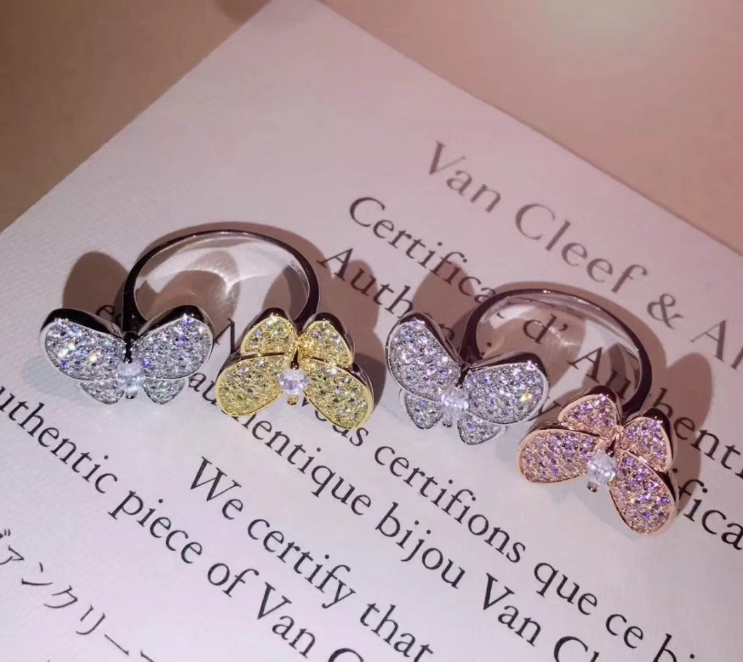 18K Celestial Two Butterfly Between the Finger Ring