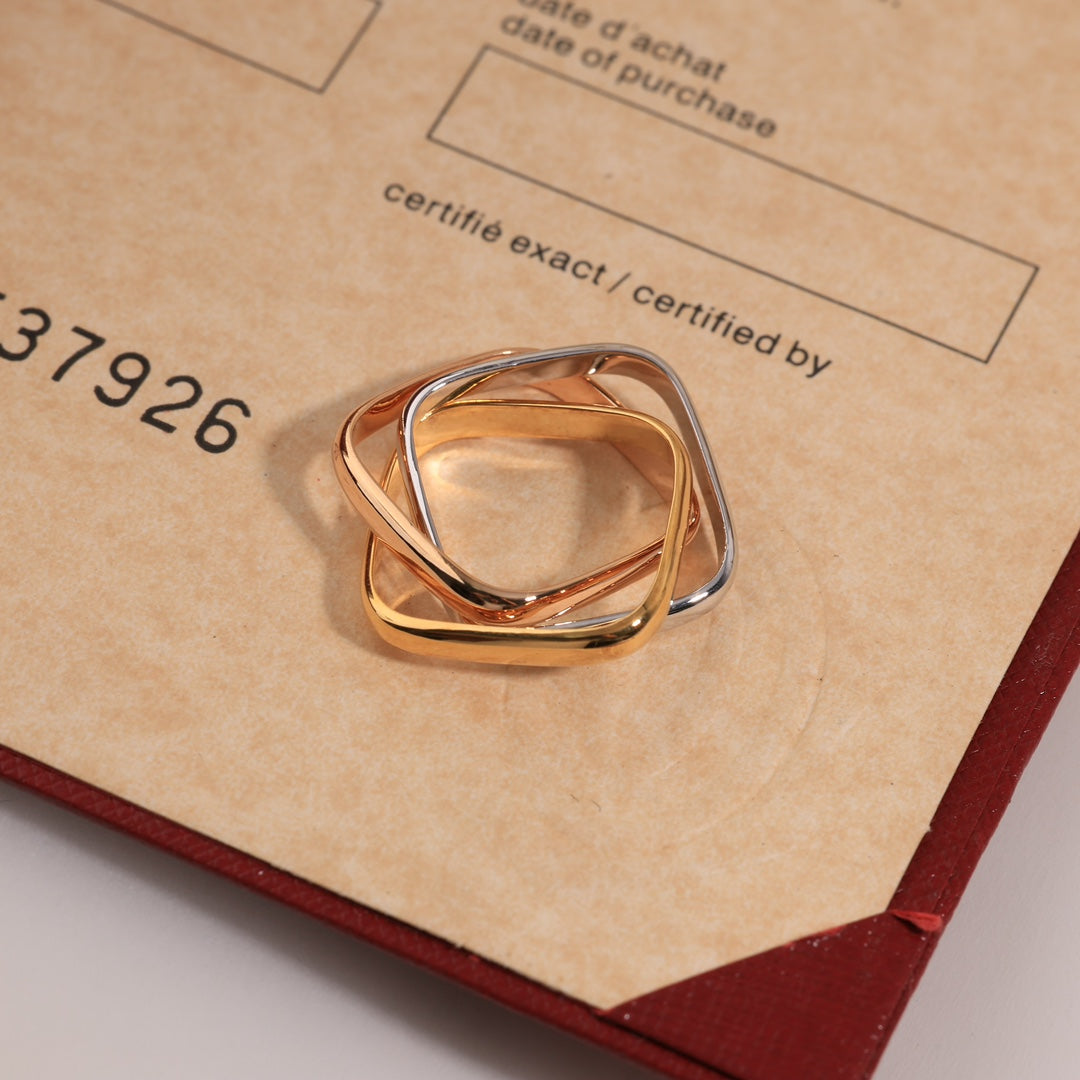 18K Celestial Trinity Cushion Ring