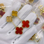 18K Celestial Magic Alhambra Carnelian & Tiger Eye Earrings