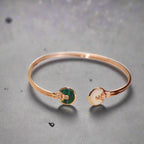 18K Celestial Malachite Pearl & Diamond Open Bracelet