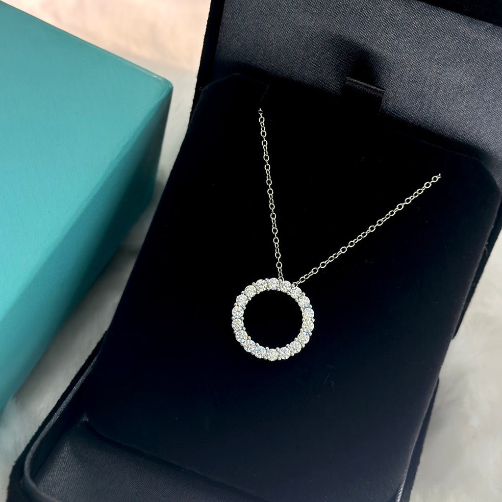 18K Celestial T Circle Diamonds Necklace