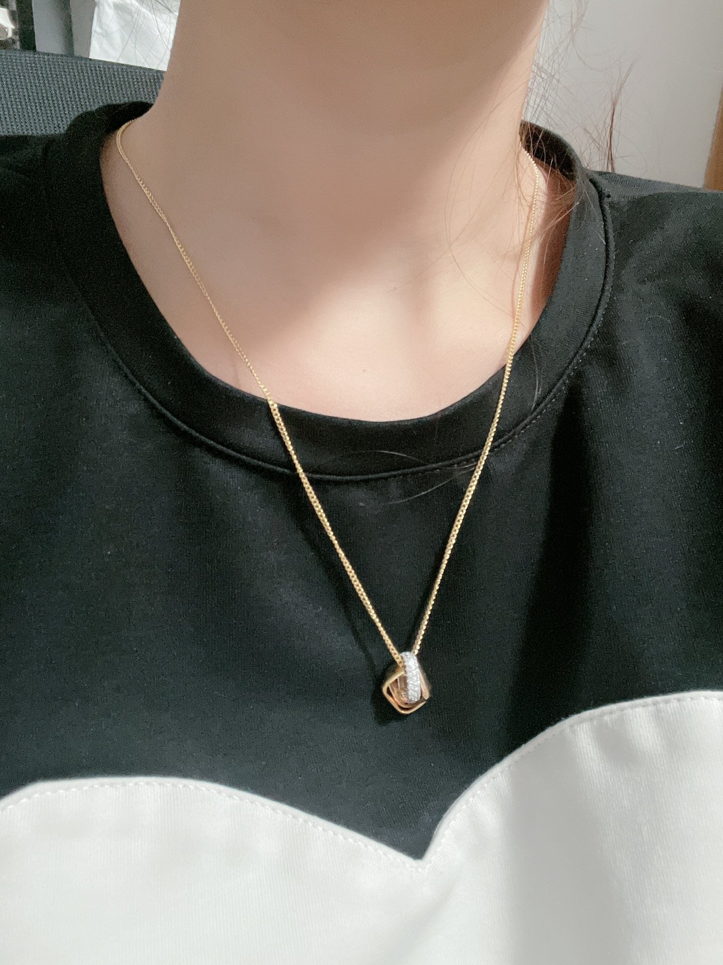 18K Celestial Trinity Cushion Diamond Necklace