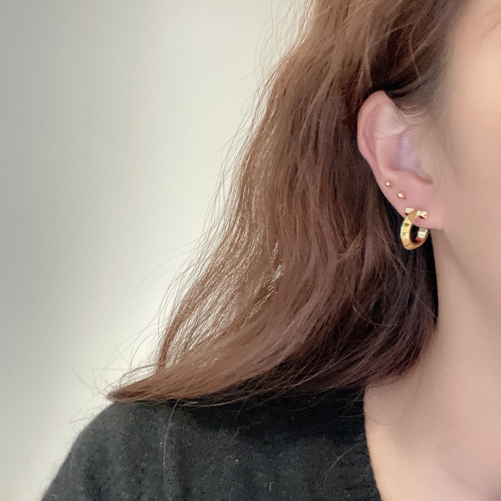 18K Celestial T Hoop Earrings
