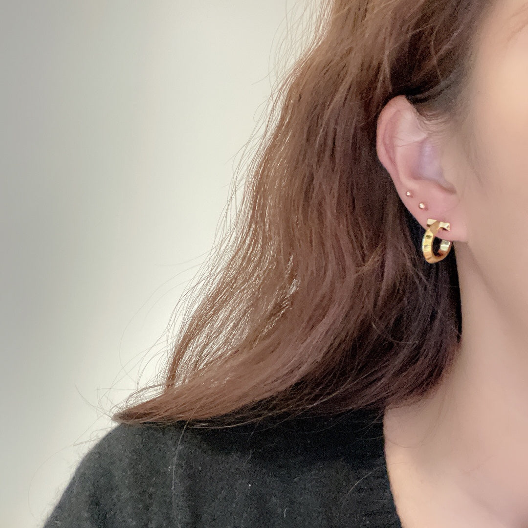 18K Celestial T Hoop Earrings
