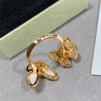18K Celestial Two Butterfly Between the Finger Pearl Ring