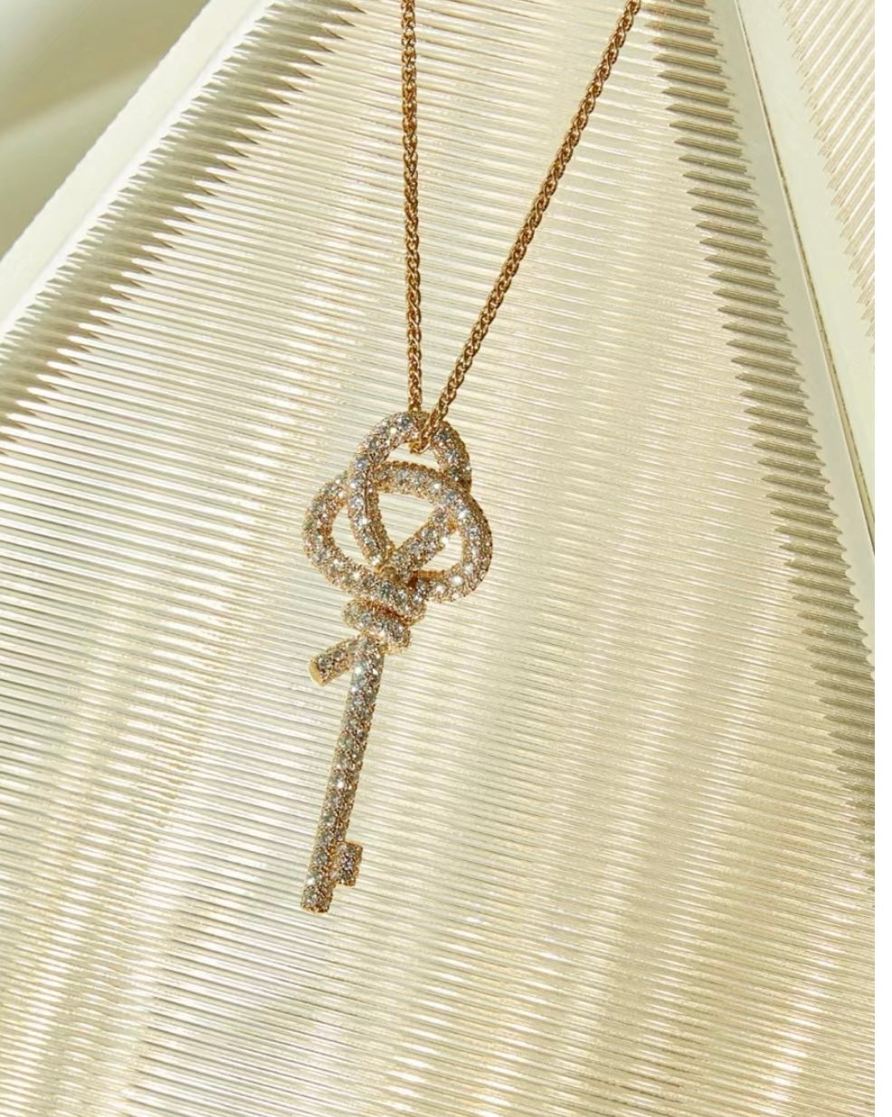 18K Celestial T Keys Woven Diamonds Large Necklace