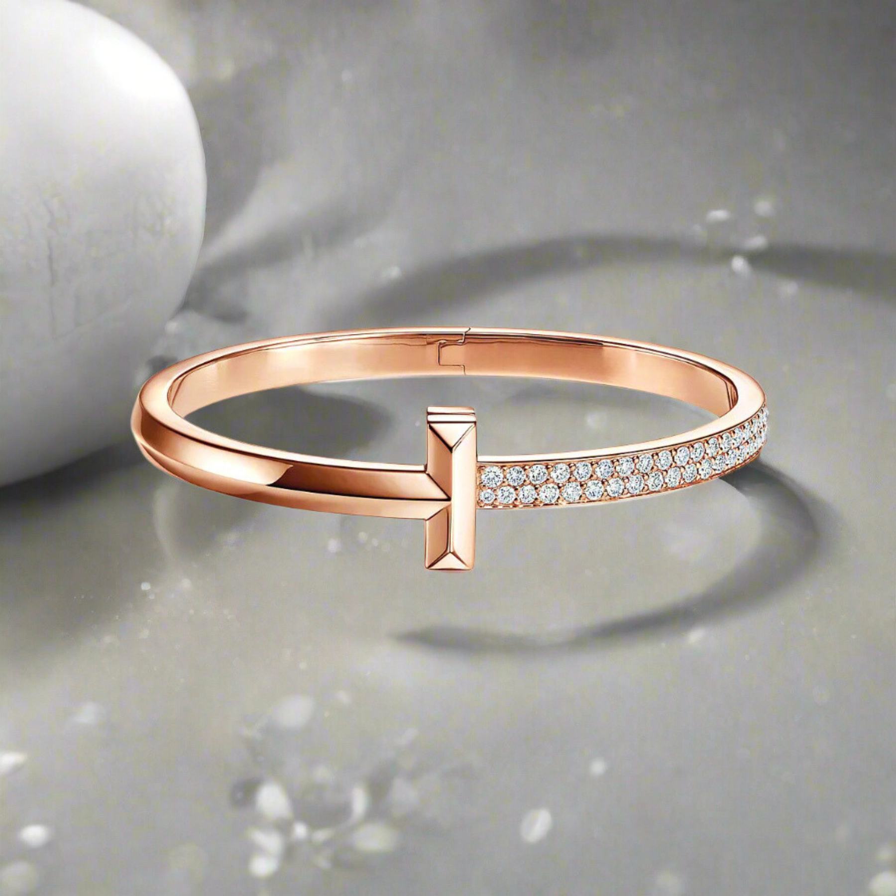 18K Celestial T1 Wide Diamond Hinged Bangle Bracelet