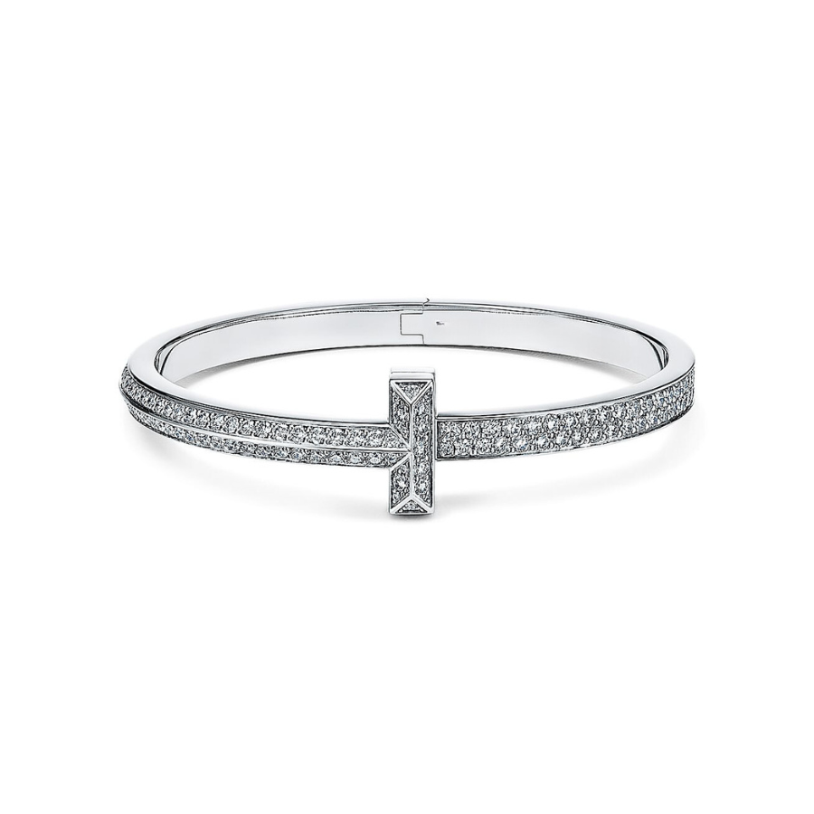 18K Celestial T1 Wide Diamond Hinged Bangle Bracelet