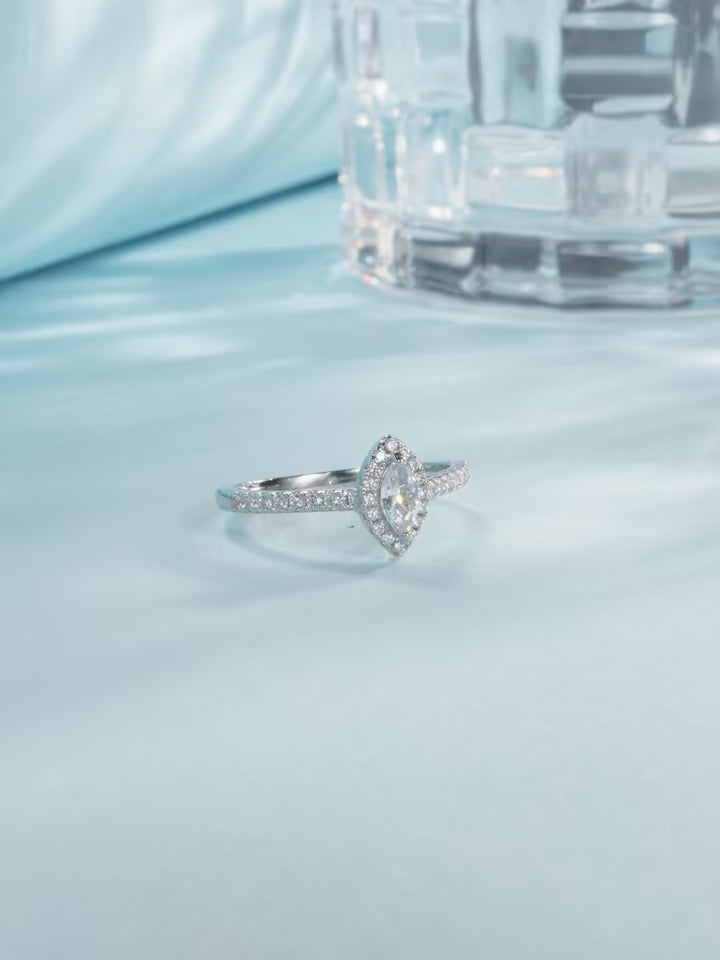 Exquisite Marquise CZ Engagement Ring – 925 Sterling Silver