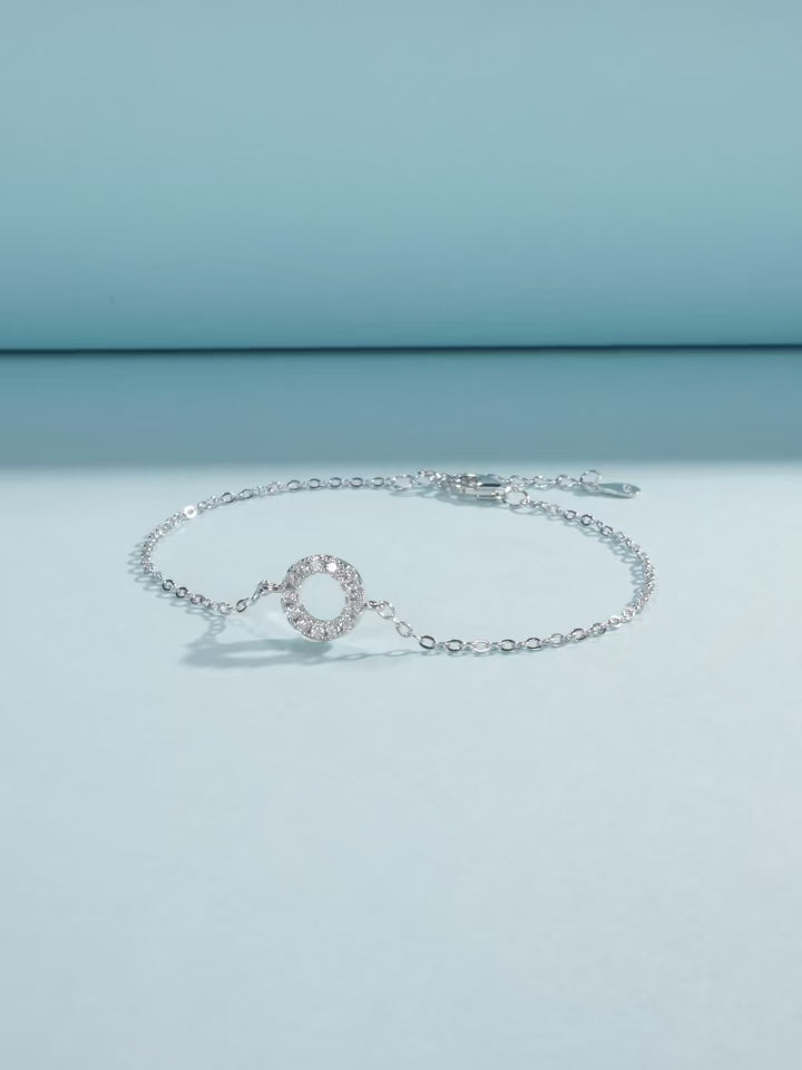 Elegant Hollow Round Moissanite Bracelet – 925 Sterling Silver