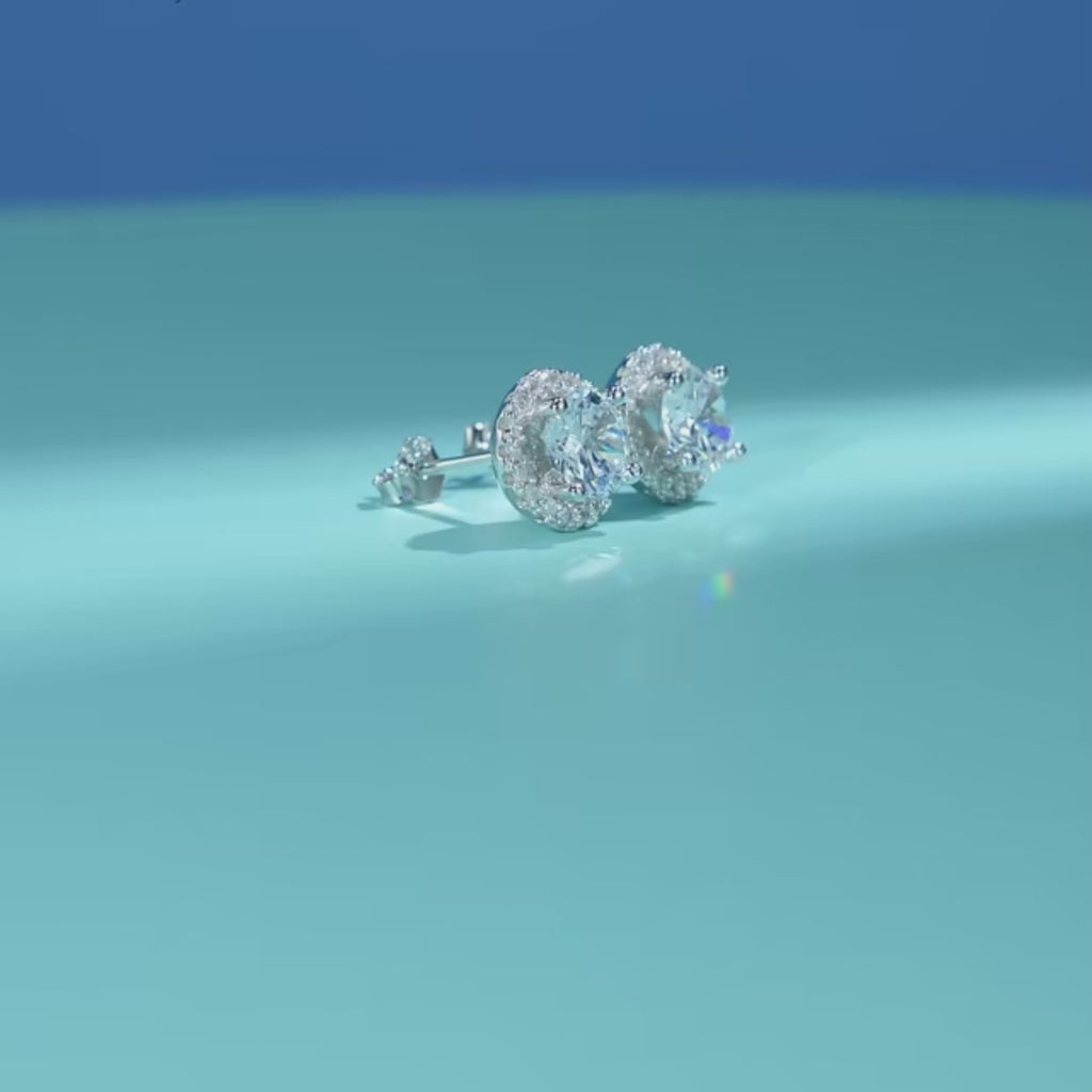 Luxury Round CZ Stud Earrings – 925 Sterling Silver