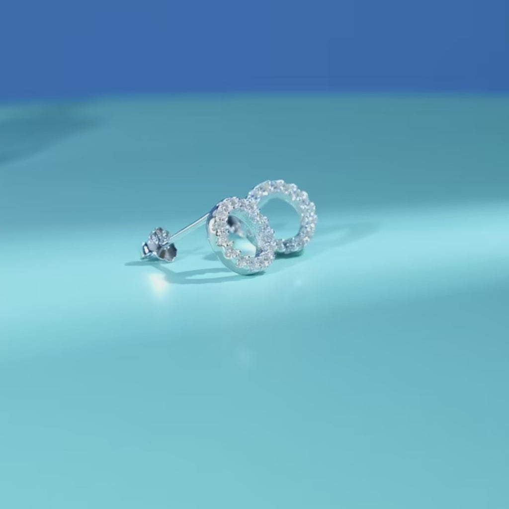 Classic Round CZ Stud Earrings – 925 Sterling Silver