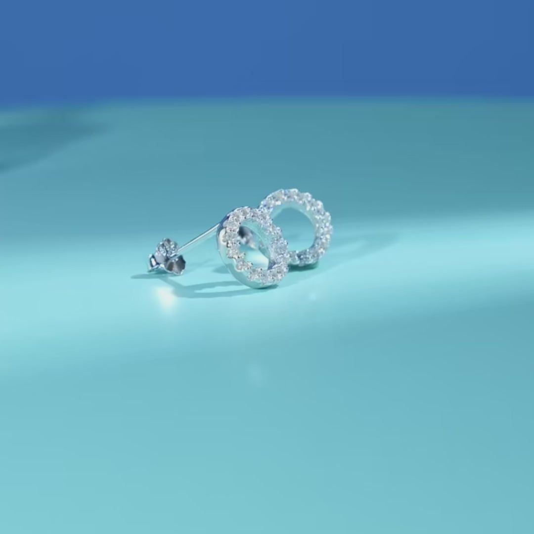 Classic Round CZ Stud Earrings – 925 Sterling Silver