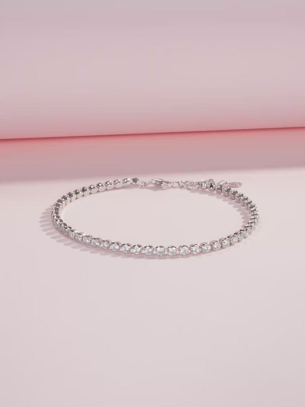 Elegant Round CZ Tennis Bracelet – Platinum Plated 925 Sterling Silver