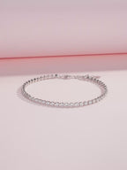 Elegant Round CZ Tennis Bracelet – Platinum Plated 925 Sterling Silver