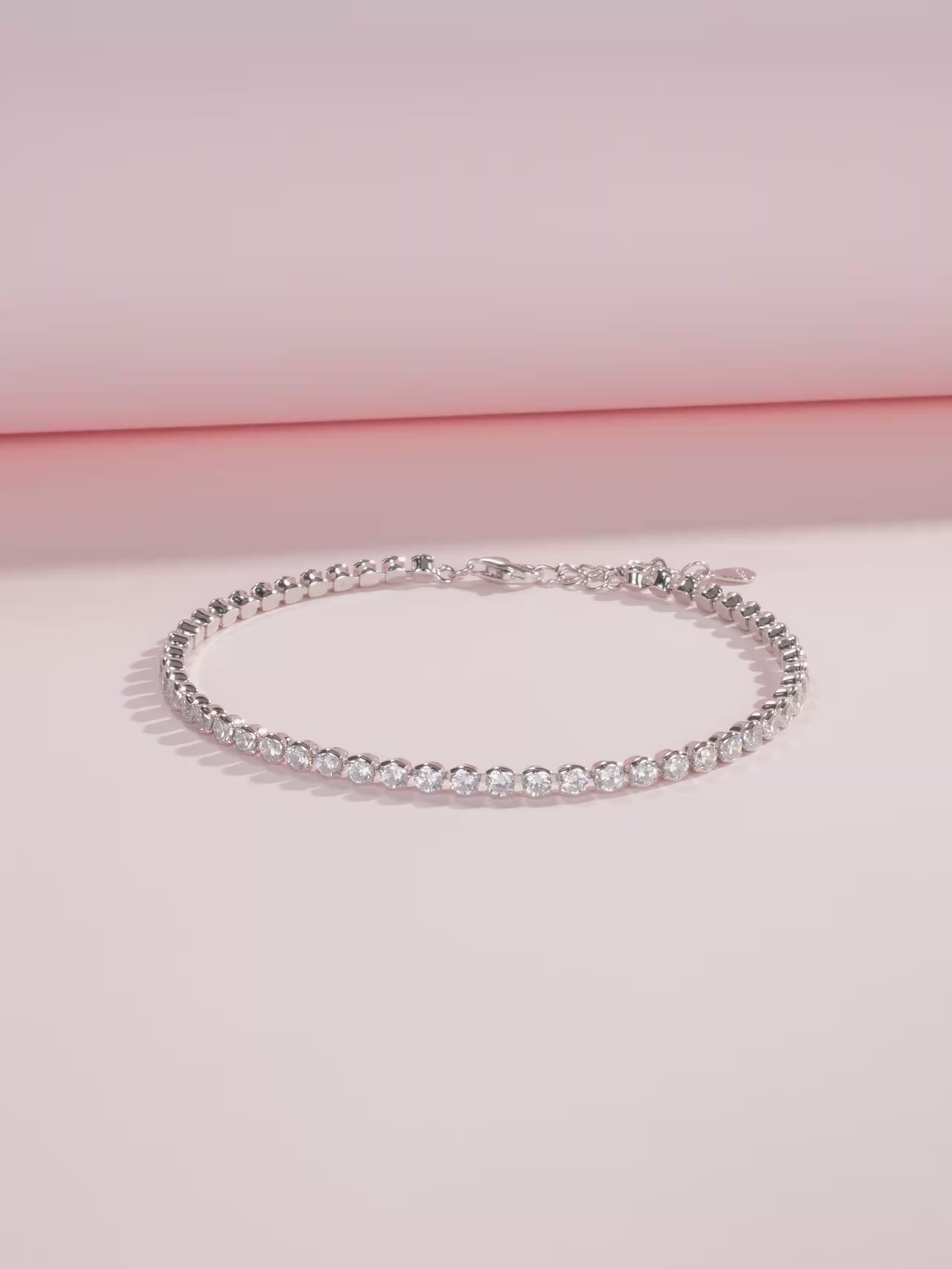 Elegant Round CZ Tennis Bracelet – Platinum Plated 925 Sterling Silver