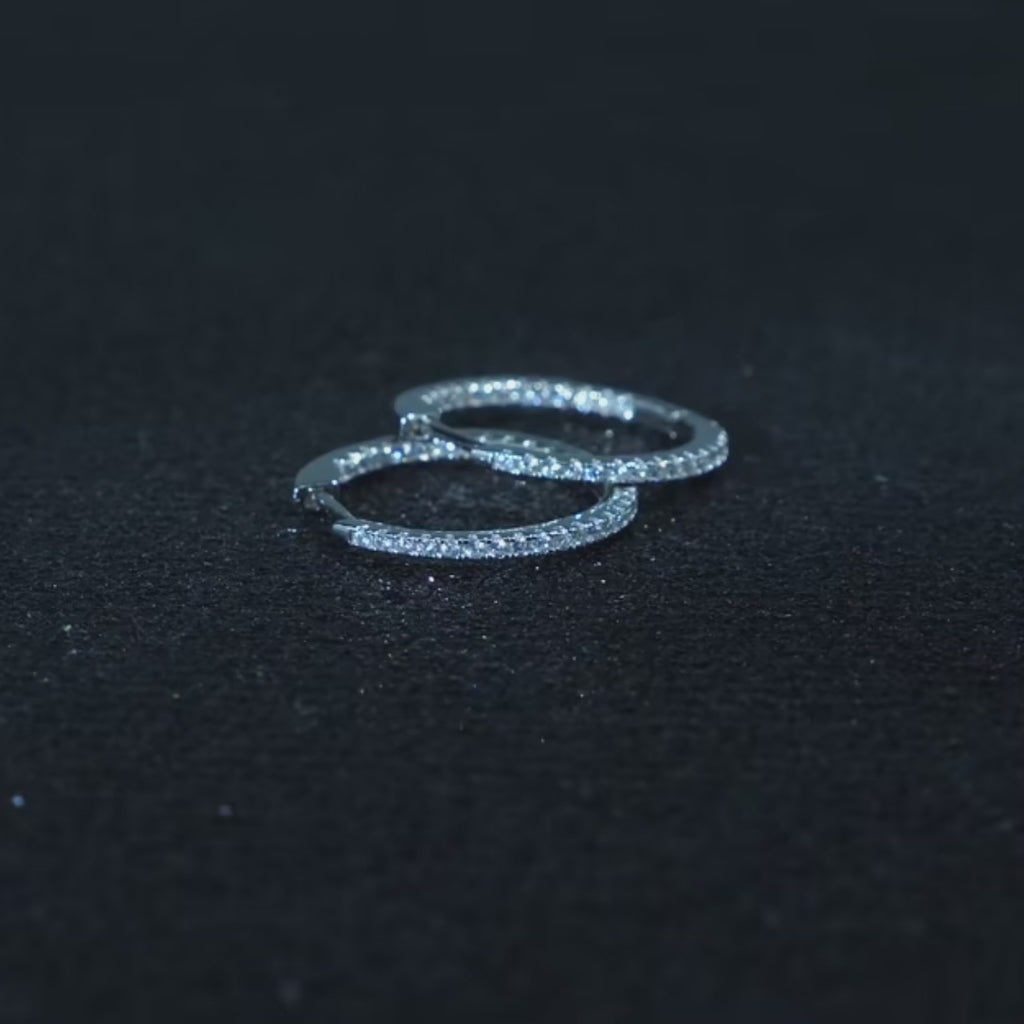 Classic Clear CZ Hoop Earrings – 925 Sterling Silver